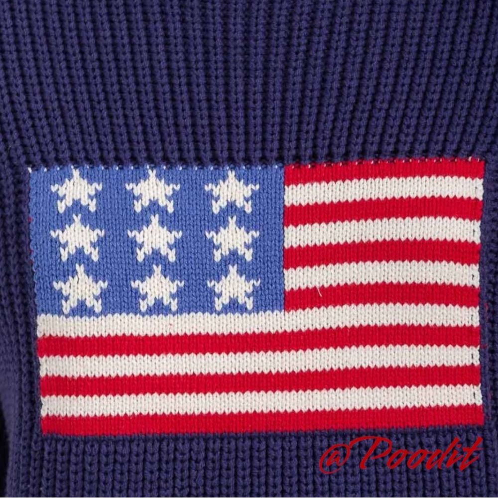 DAY & MOON Cropped navy patriotic sweater top S M L - Picture 4 of 8
